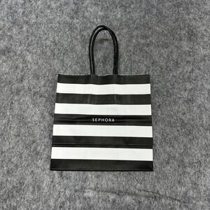 Sephora Paper Gift Bag 6x6x3 Black White Striped Shopping Tote Handle LOT OF 100